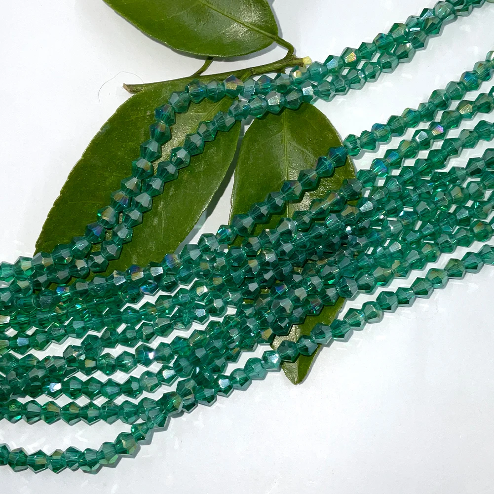 Dark Green AB  4mm  Bicone Faceted Crystal Glass Loose Spacer Beads Lot Colors For Jewelry Making DIY Bracelet Necklace