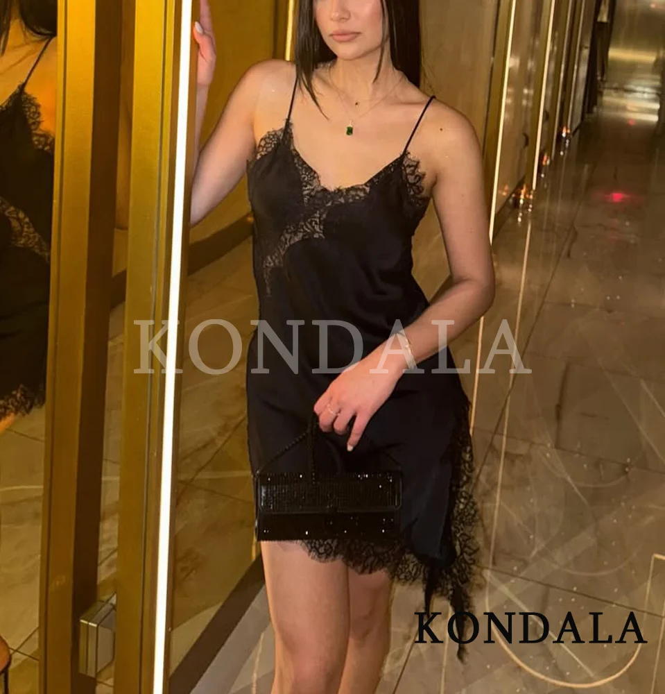Kondala Elegante Sexy Kanten Zoom Jurk Vrouwen High Street Vakantie Satijnen Jarretel Jurk 2026 Lente Zomer Trendy Etentje Jurk