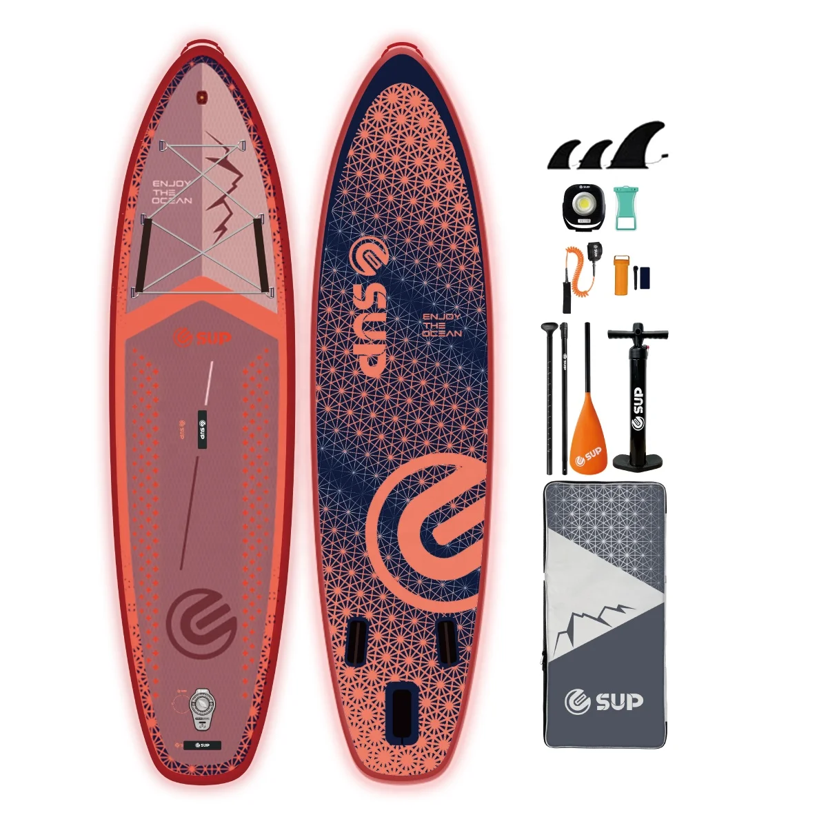 

11 Ft E-SUP Glow-Inflatable Paddle Board with LED Light Luminous ISUP Surfboard for Stand-Up Paddleboarding & Accessories