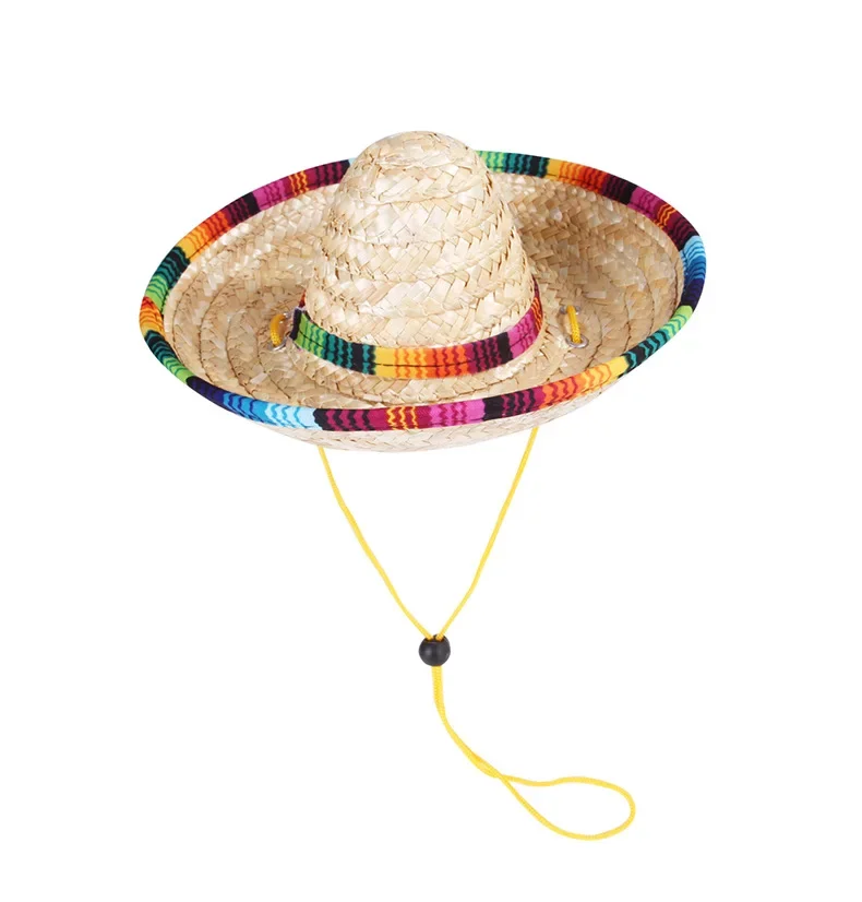 Pet Dogs Straw Hat Mini Sombrero Cat Sun Hat Beach Party Straw Hats Dogs Hawaii Style Hat For Dogs Funny Accessories