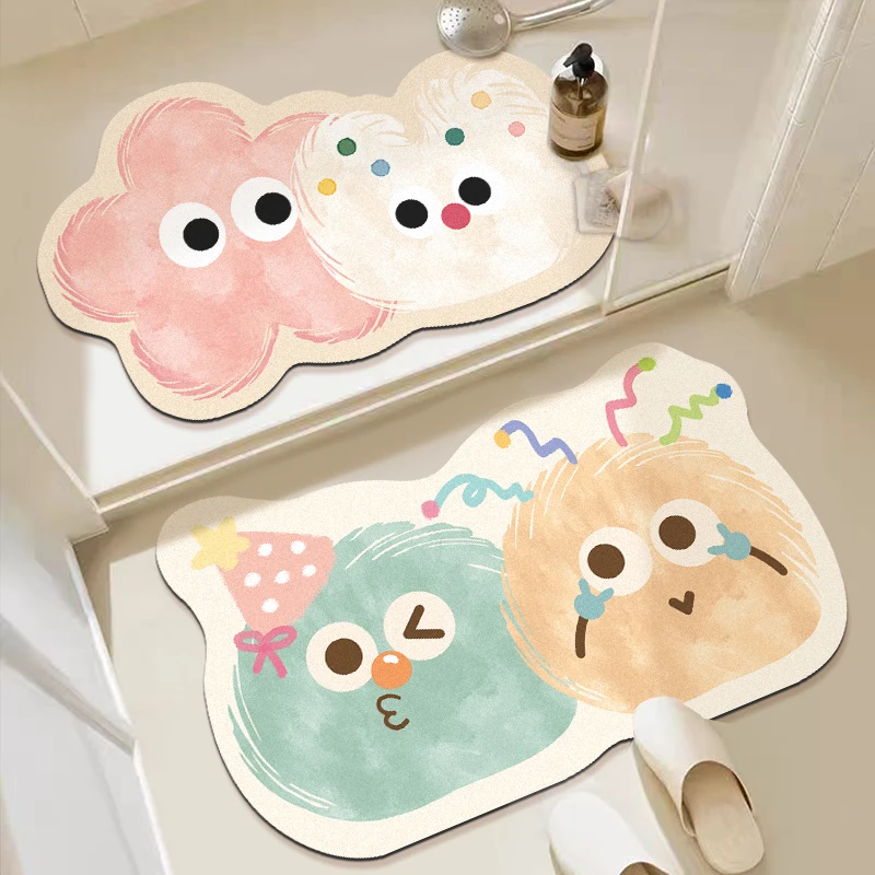 

Cartoon Bathroom Absorbent Floor Mat, Fun Bathroom Door Diatom Mud Anti-slip Floor Mat, Household Quick-drying Carpet