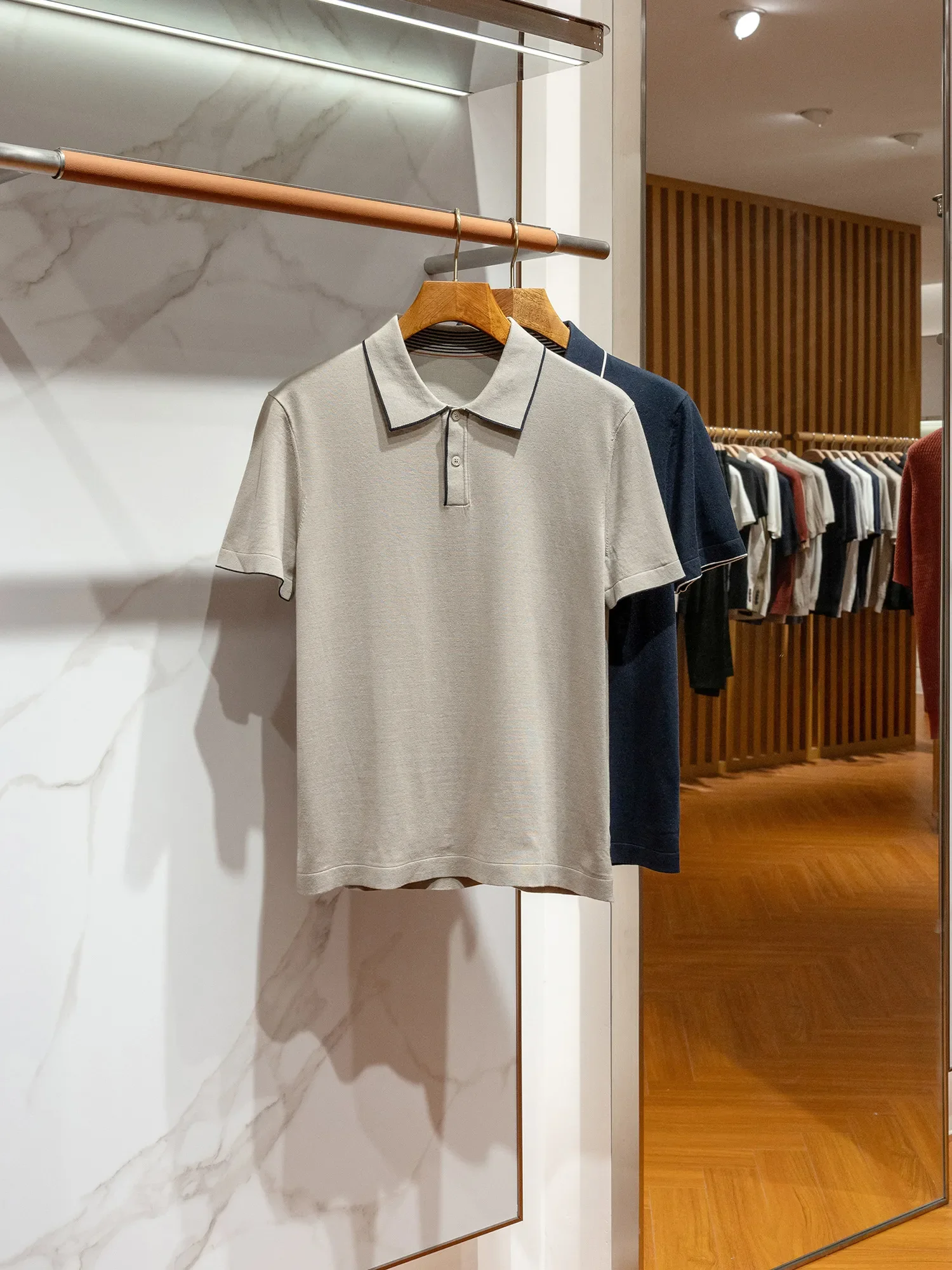 

Comfortable and cool Men's casual knitted lapel short-sleeved POLO shirt