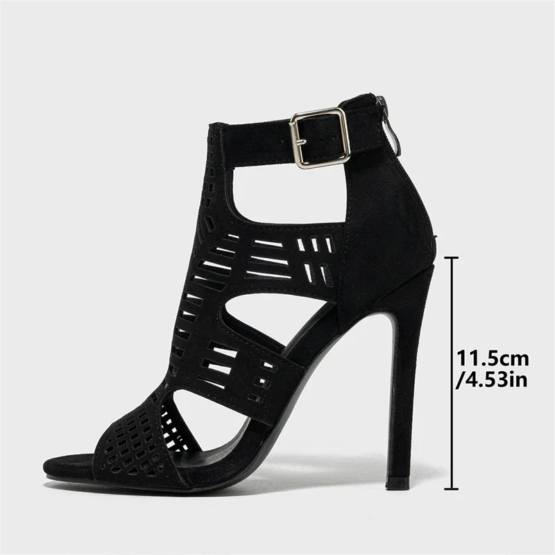 Eilyken Design Style Light Comfort Peep Toe Zipper Woman\'s Sandals Sexy Stiletto High Heels Buckle Strap Party Prom Shoes