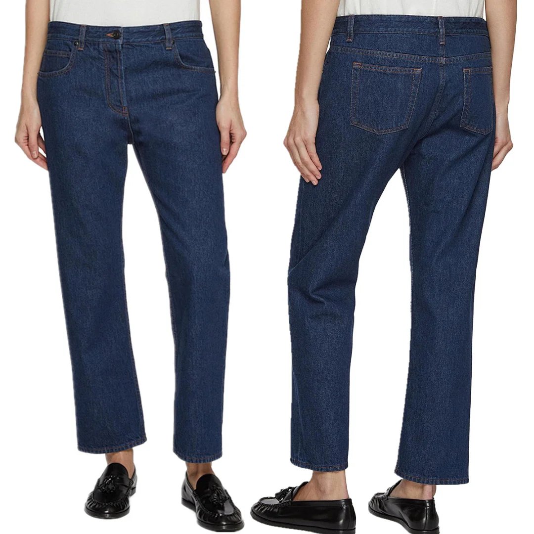 

Jenny&Dave Minimalist Mid Waist Deep Blue Non Fading Straight Leg Cropped Jeans Women's Jeans Women's Denim Pants Woman Clothes