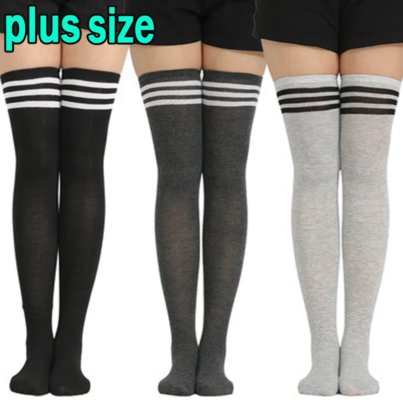 

High Elasticity Medias Black White Striped Long Socks Women Thigh High Socks Over The Knee Stocking Girls Knitted Warm Knee Sock