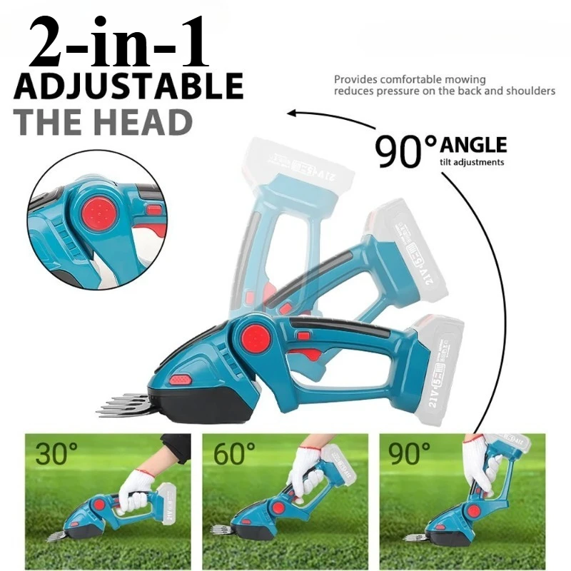 Taille-haie et coupe-bordures multifonction 2-en-1 portatif, cisailles de jardin électriques portables pour le bordage des pelouses, la taille des arbustes, l'entretien des jardins et des petits espaces extérieurs