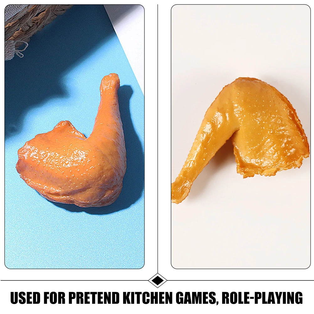 

3 Pcs Thigh Chicken Wing Ornaments Home Decor Lifelike Fake Meat Model Legs Yellow Pvc Photo