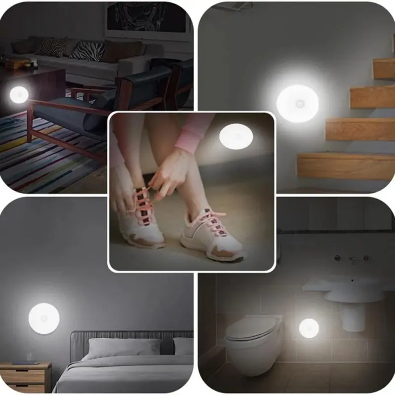 Human Sensor LED Night Light USB Rechargeable 8LEDs Child Bedroom Nightlights For Living Room Cabinet Wardrobe Corridor