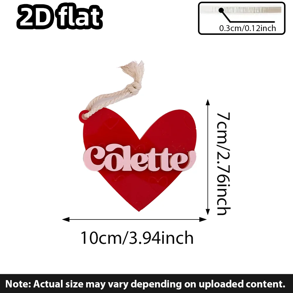 قطعة واحدة من علامة القلب المحفورة لعيد الحب، علامة سلة الاسم المخصص، علامة اسم القلب الشخصية، هدية عيد الحب #2