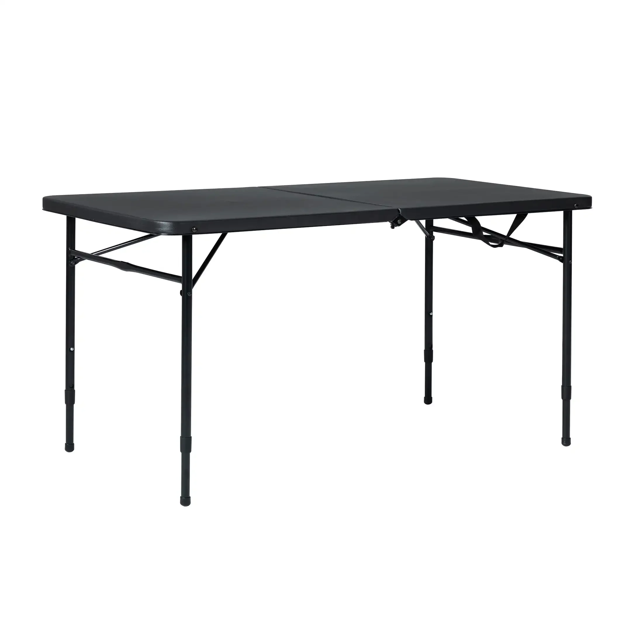 NEW 4 Foot Fold-in-Half Adjustable Folding Table, Rich Black