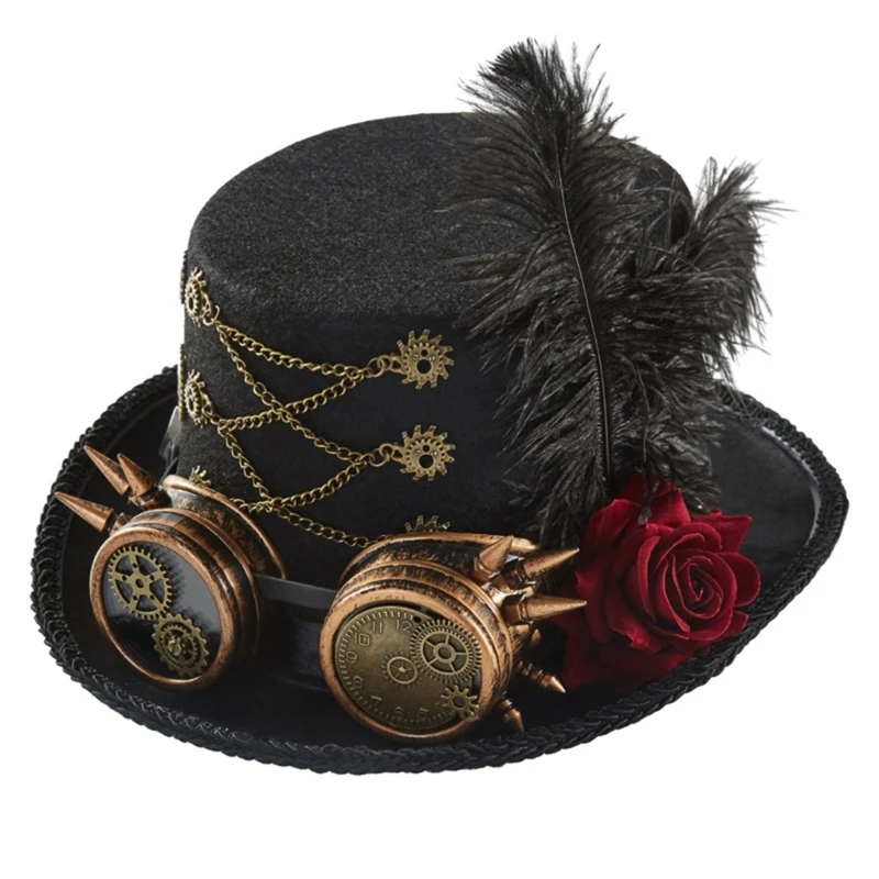 Steampunk Hat Steampunk  Traveler Hat Halloween Party Steampunk Top Hats For Men With Goggles Steampunk Accessories Dropshipping