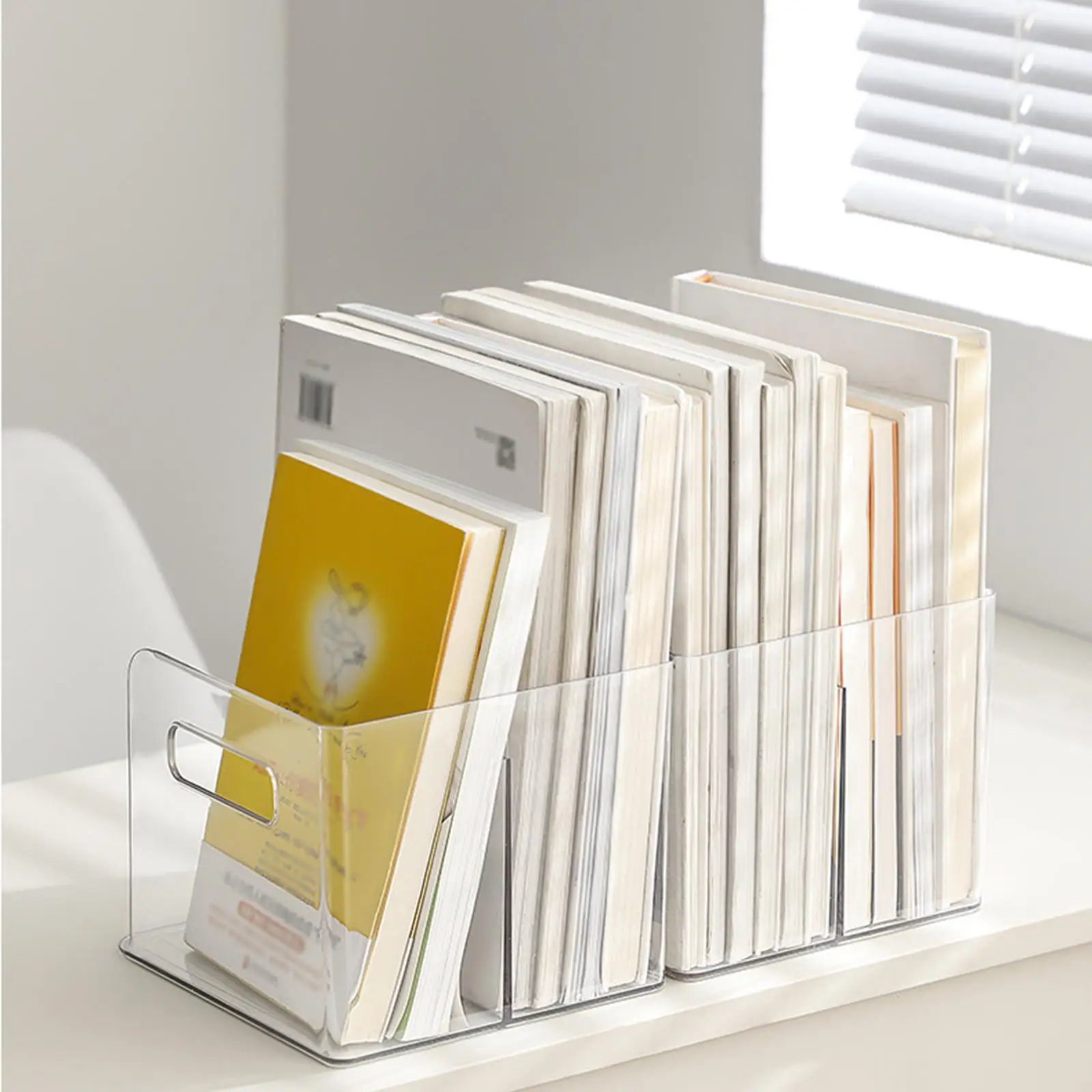 Clear Desktop Bookshelf Decorative Simple Magazine File Holder File Organizer Book Shelf for Dorm Table Office Desk Documents