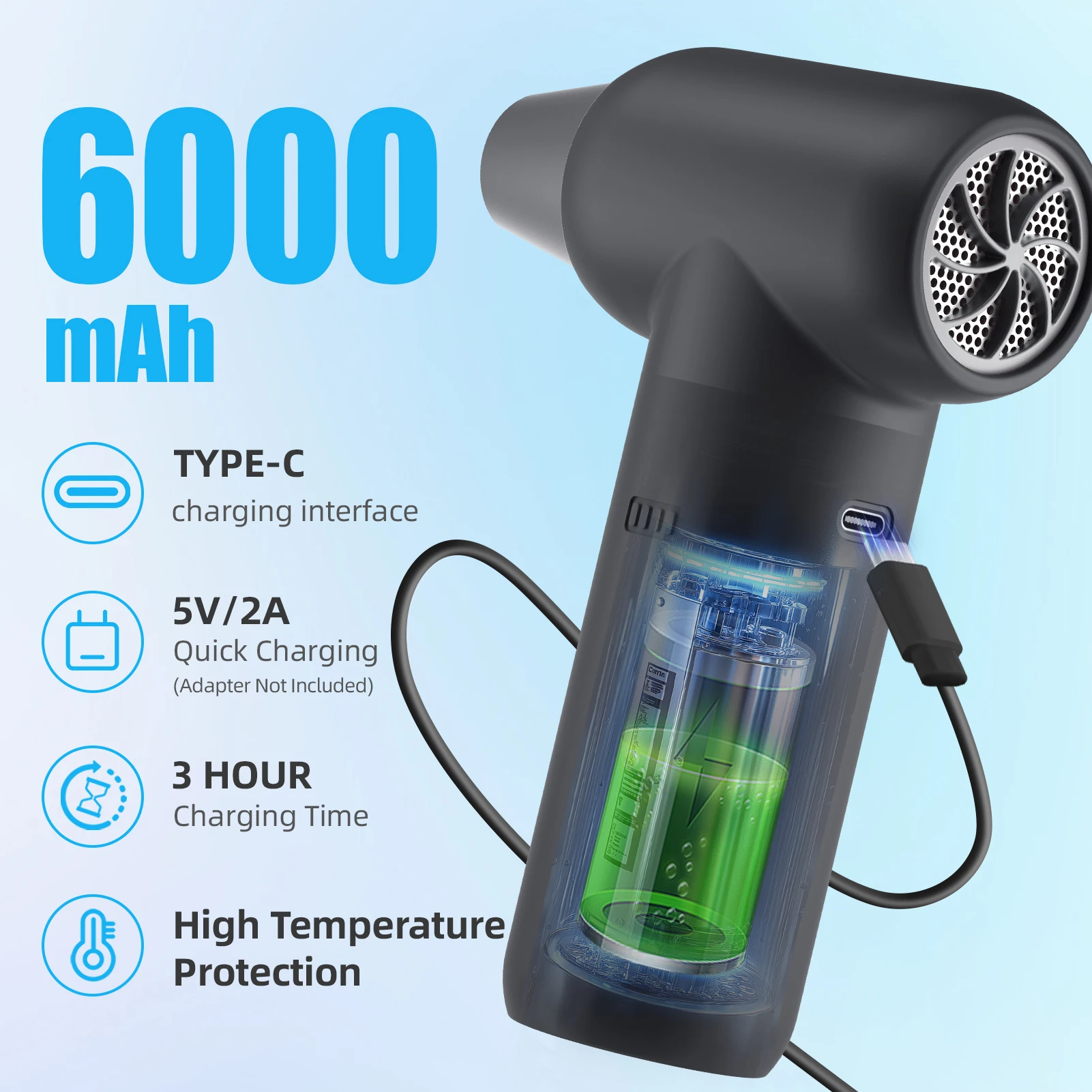 Powerful Electric  Duster Mini  Blower Dust Blowing Mini Jet Fan for Camera Lens Computer PC Keyboard 110000RPM  Duster