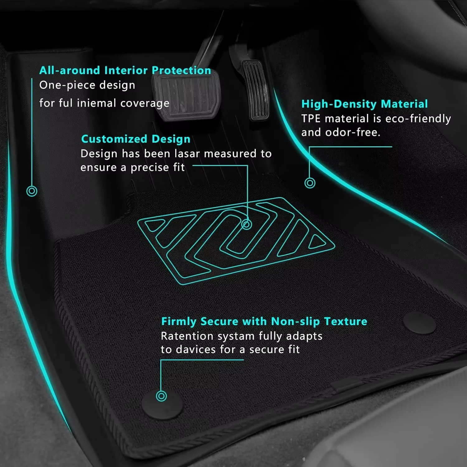 Komplettes Set TPE-Autofußmatten für Tesla Model Y Standard 2025 2026 Allwetter Wasserdicht Rutschfest Kofferraummatte Auto-Zubehör – Detail 9