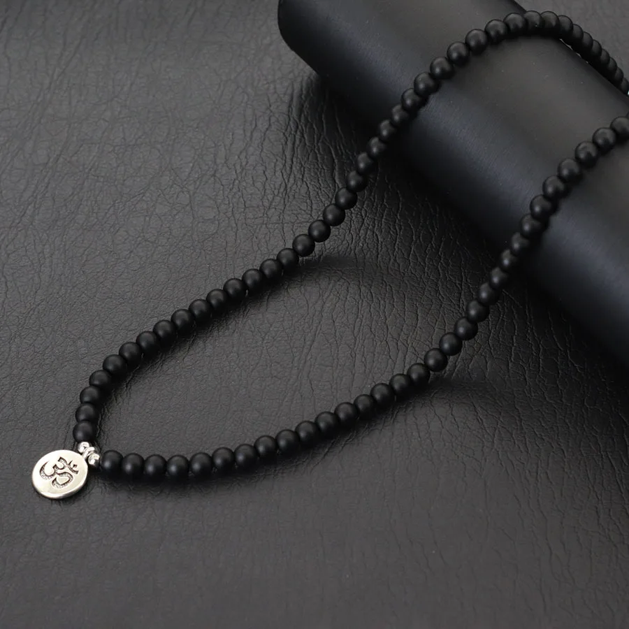 New Men Natural Stone Neckalce 20 Inches Short Buddha Lotus Flower Meditation Collar Hiphop Rock Accessories Homme Gift For Him