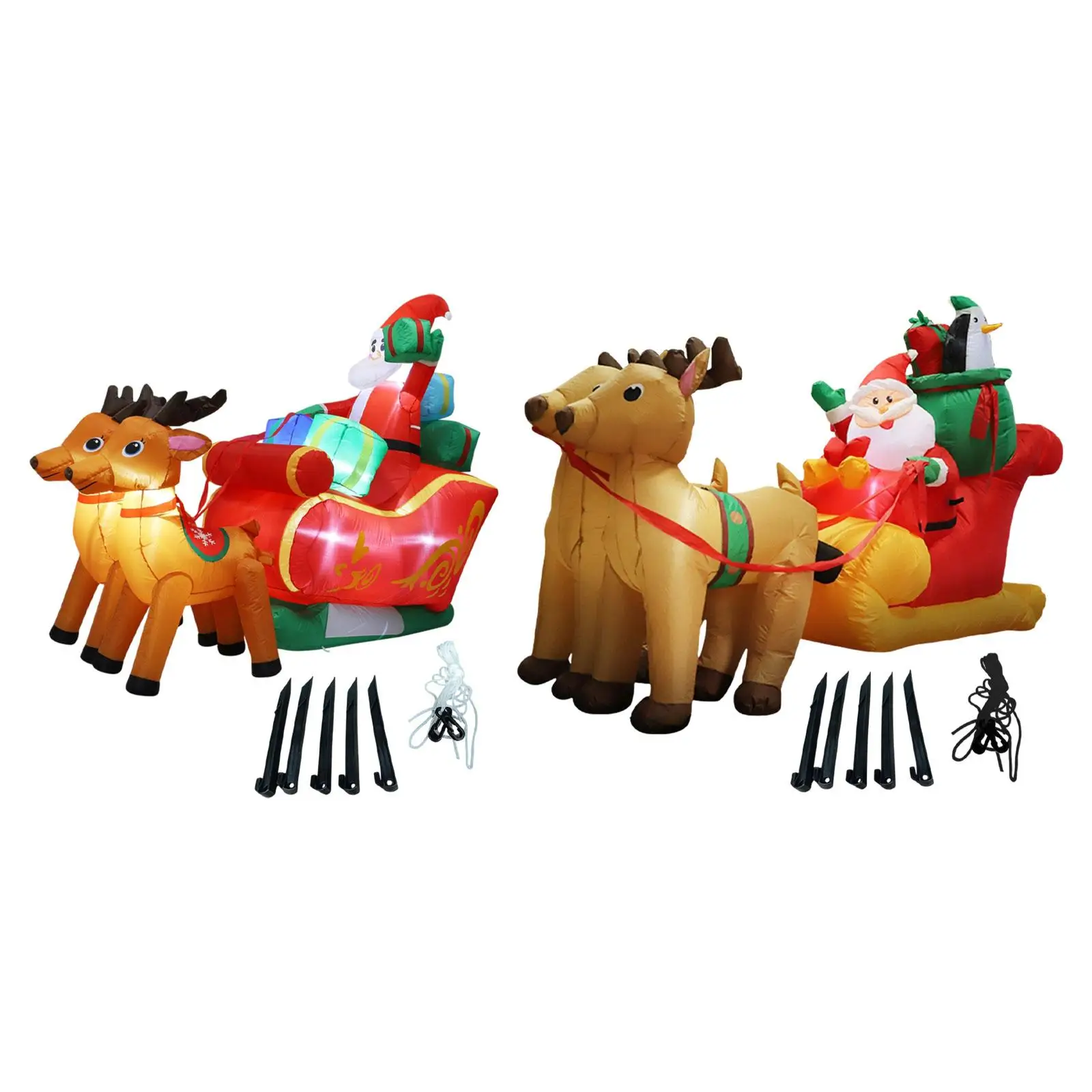 Christmas Inflatable Santa on Sleigh Weatherproof Cute Prop with Gift Boxes Blow up Xmas Yard Decor for Backyard Home Mall