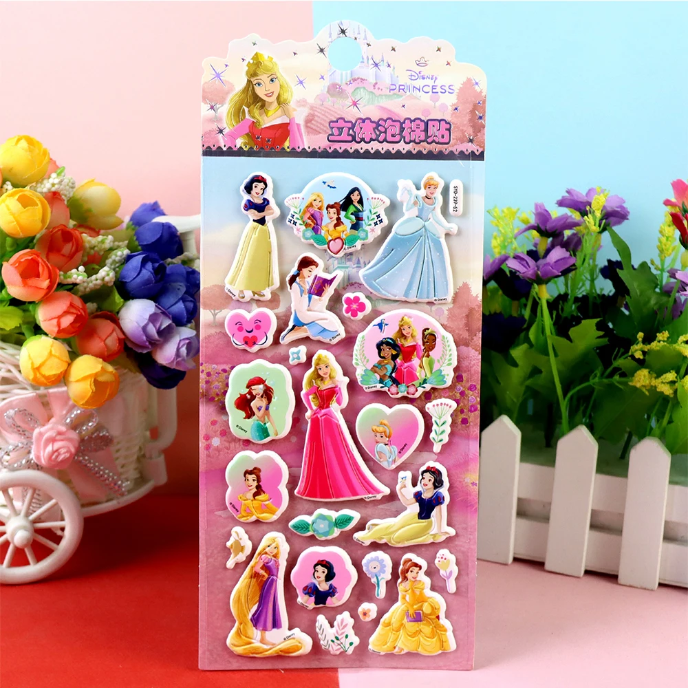4 pezzi Disney Cute Cartoon Princess 3D adesivi gonfi Biancaneve Ariel Kawaii Bubble Decalcomanie Decorative Notebook Telefono Auto Giocattolo Regalo