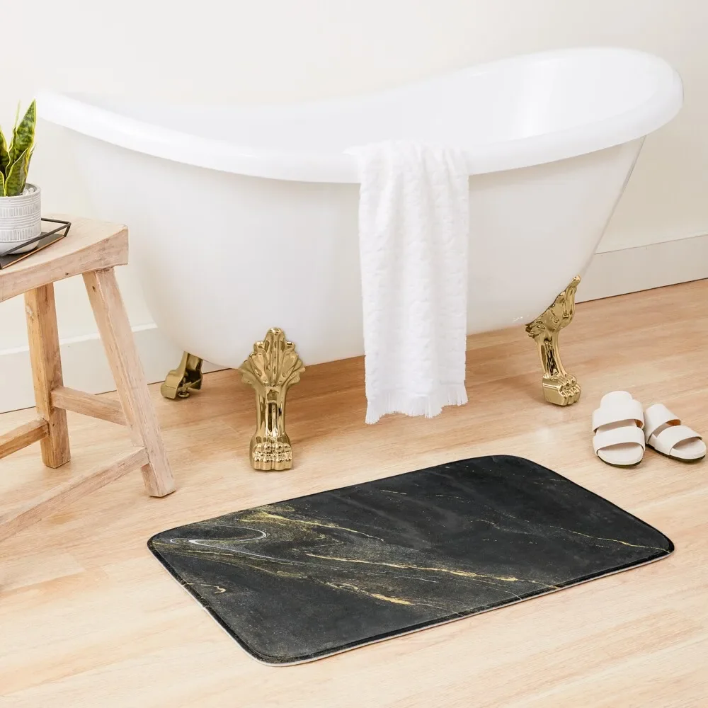 

black and gold marble texture Bath Mat Rugs Baths Anti-Slip Carpet Mat