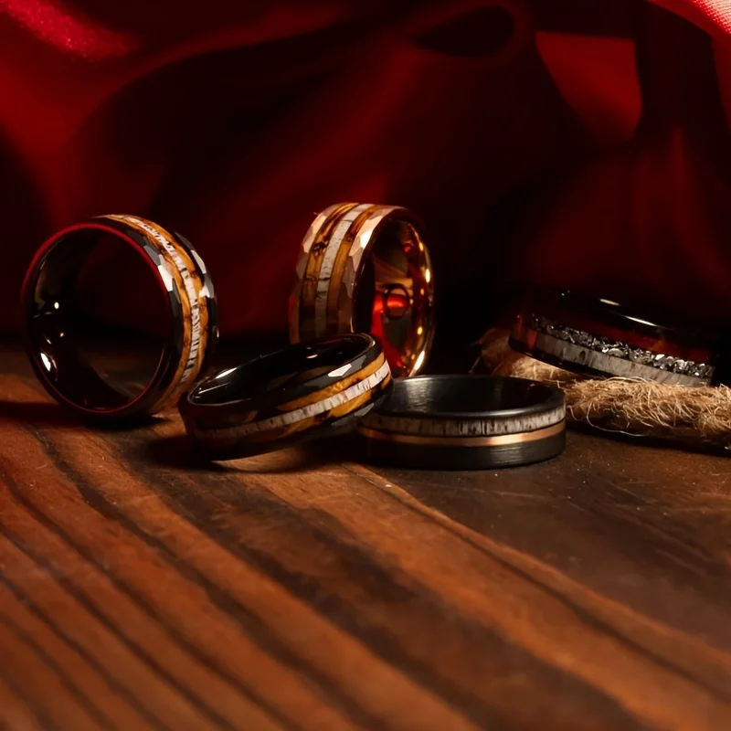 Скошенное-черное-модное-кольцо-из-нержавеющей-стали-8-мм-инкрустированное-оленьими-рогами-наклейка-под-дерево-мужское-кольцо-ювелирные-изделия-для-свадебной-вечеринки