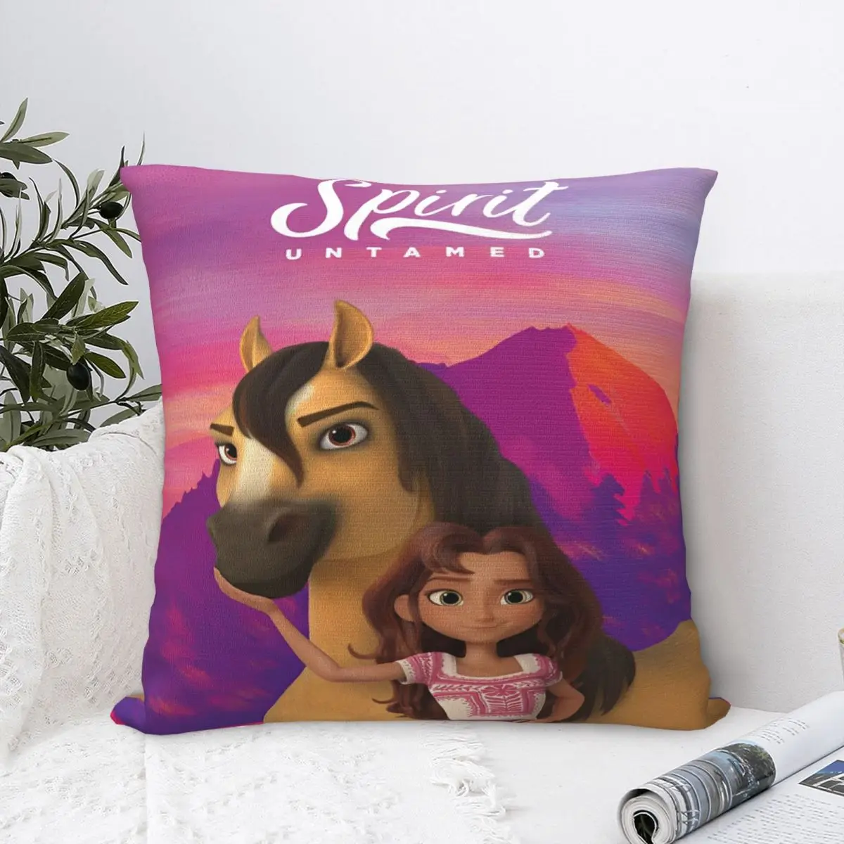 Decorative Pillowcases Spirit Riding Free Cartoon Horse Merch Sofa Pillow Case Cover Square Multi-Size Wholesale