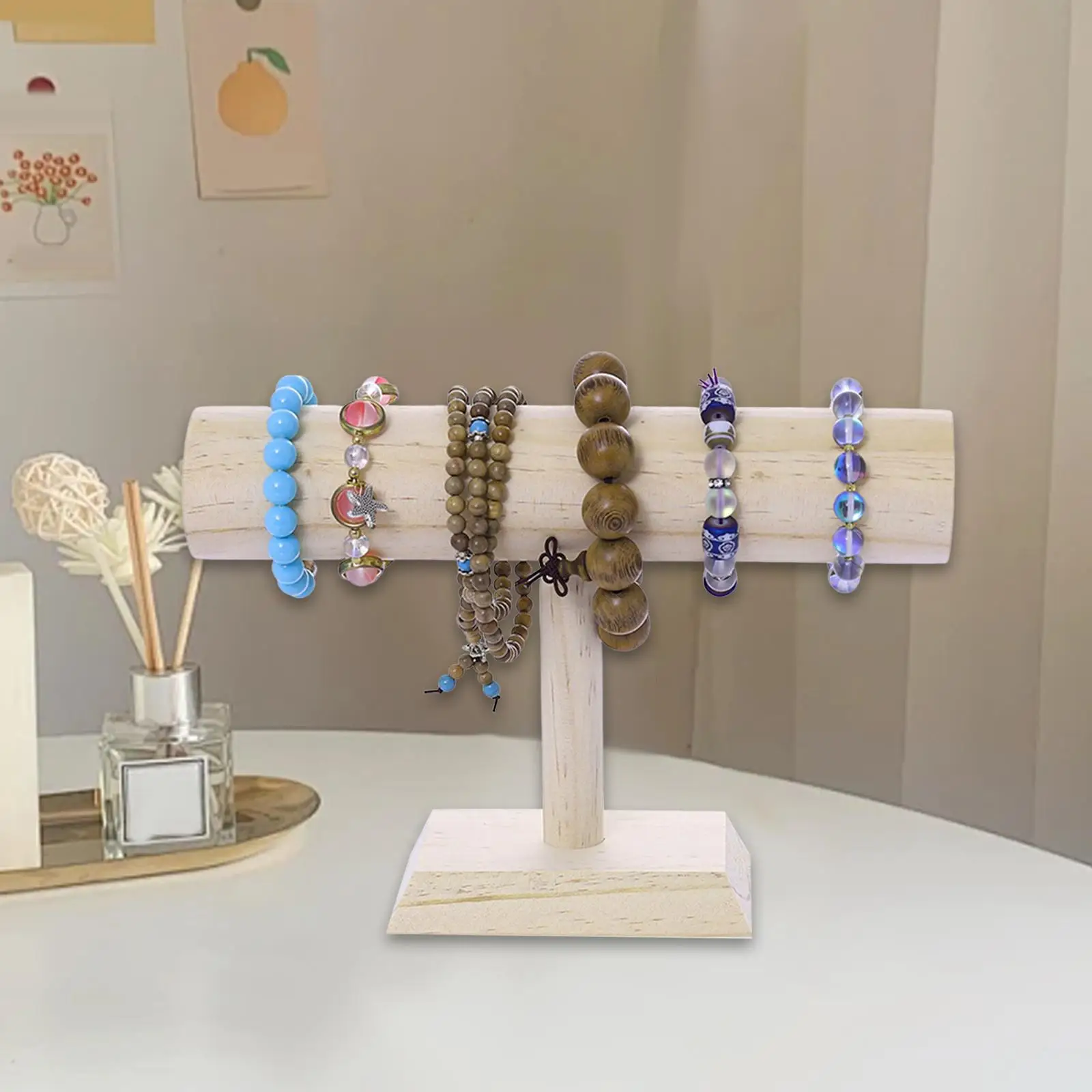 

Bracelet Holder Multifunctional Wooden Bracelet Display Stand Jewelry Organizer for Anklets Bangles Scrunchies Vendor Show