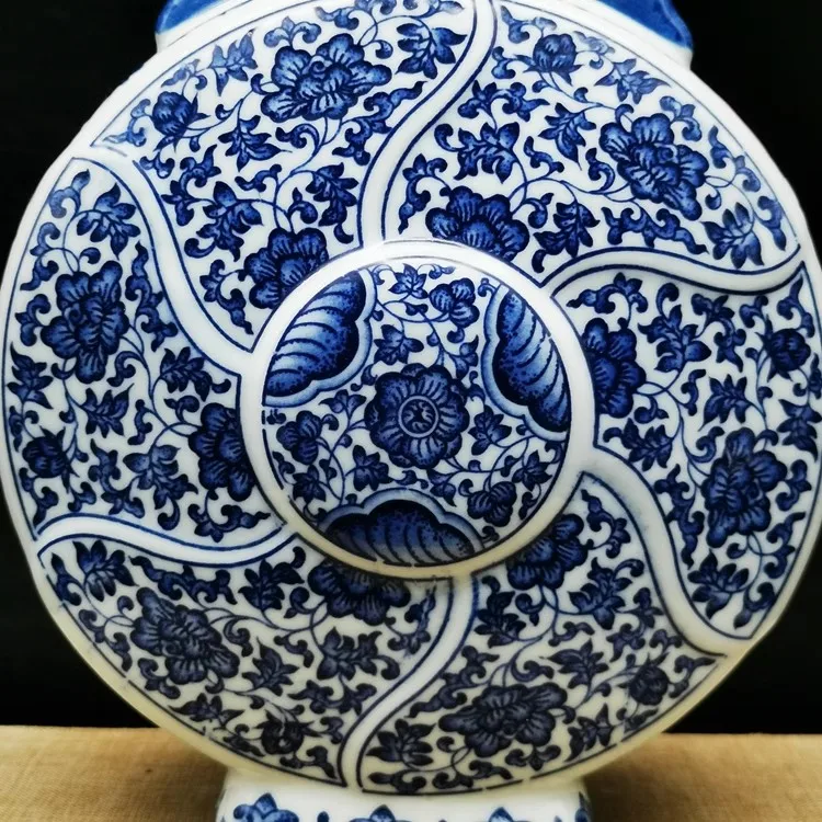 Qing Qianlong's Blue And White Vase With Tangled Branches And Lotus Patterns Antique Porcelain Home Decoration