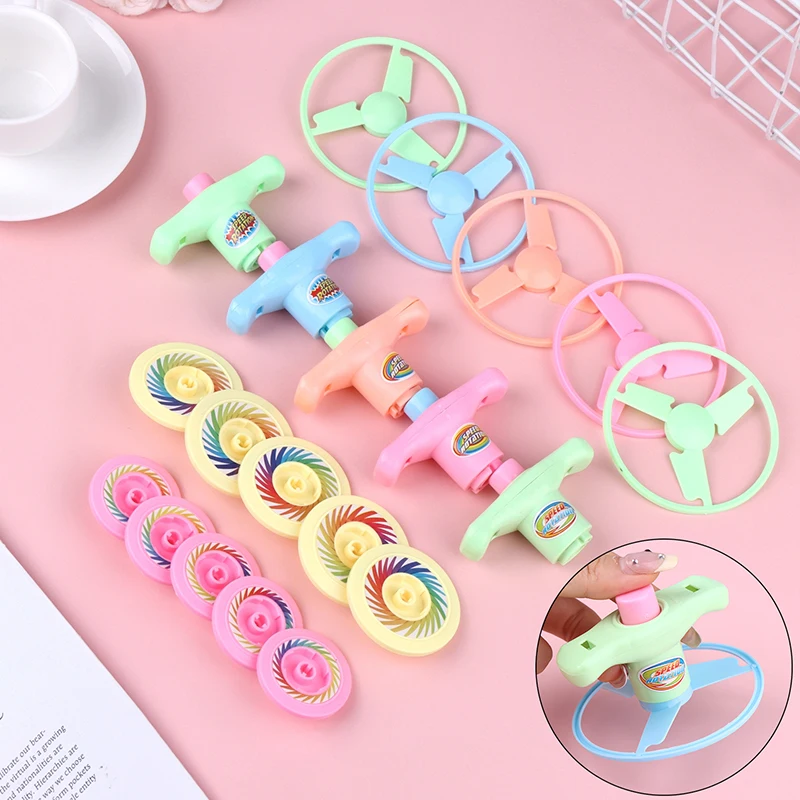 1Set Flying Disc Spinning Top Toy Saucer Disc Launcher Outdoor Flying Kids Toys Birthday Party Favors