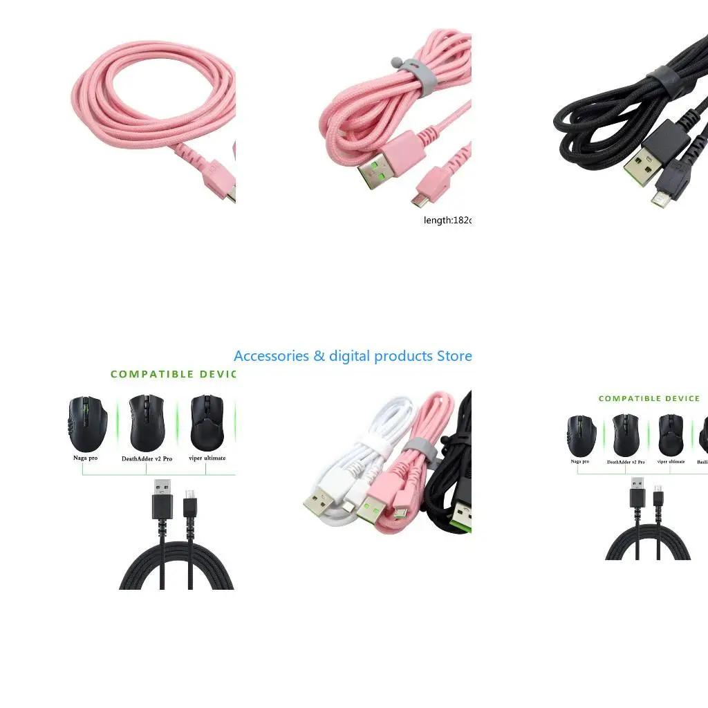 77JD Micro USB Wire Charging Cable Replacement for Naga Wireless Mouse Power Cord