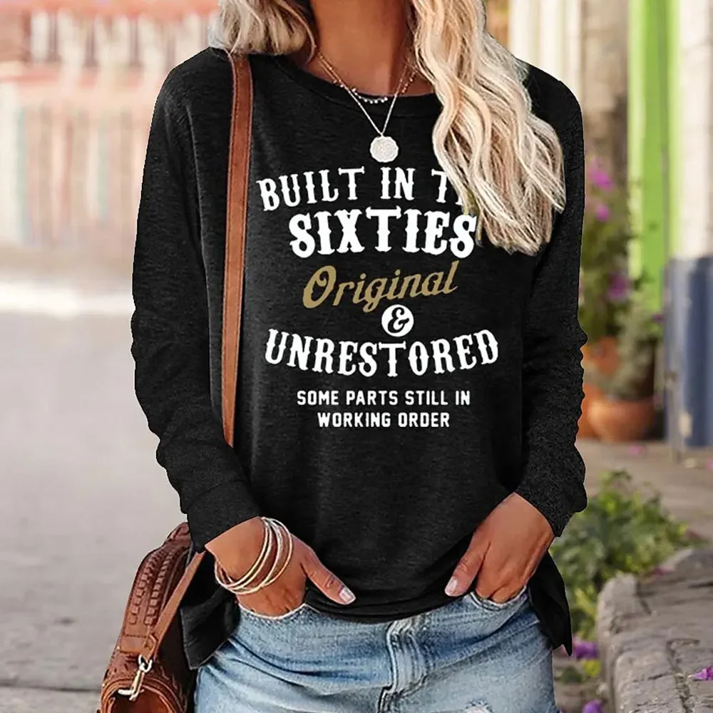 

Women Casual Tops Fashion Long Sleeve Pullover Top Party Looks Top Female Streetwear Letter Print Round Neck Woman Clothes