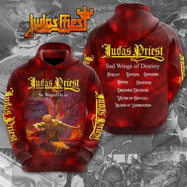 روك يهوذا الكاهن الفرقة ثلاثية الأبعاد طباعة هوديي الرجال النساء موضة المتضخم الهيب هوب هوديي الرجال البلوز للجنسين رياضية ملابس رجالي #6