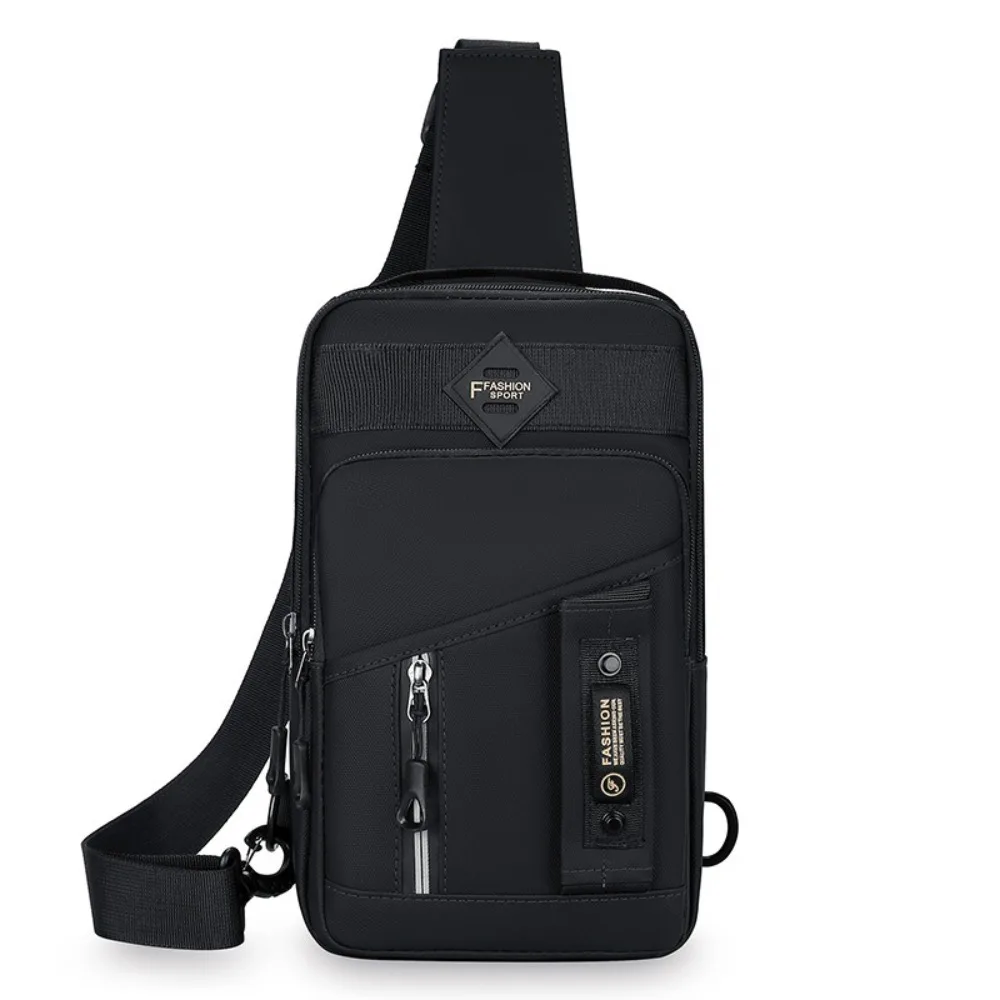 

Fashion Multi Pockets Men Chest Bag Shoulder Bag Cloth Sports Message Bag Solid Color Large Capacity Crossbody Bag Travel