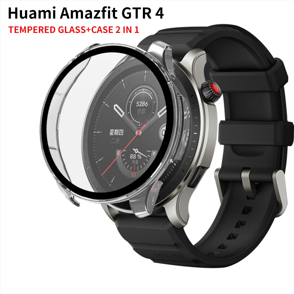 

Cover For Huami Watch Amazfit Gtr3 Gtr4 Case Tempered glass film watch protective case PC hard case+tempered glass