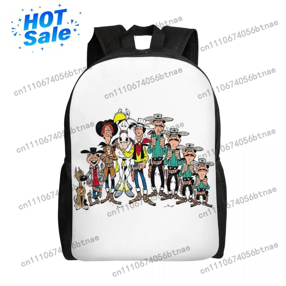 Custom Lucky Luke Characters Travel Backpack Men Women School Computer Bookbag Cartoon Comics College Student Daypack Bags