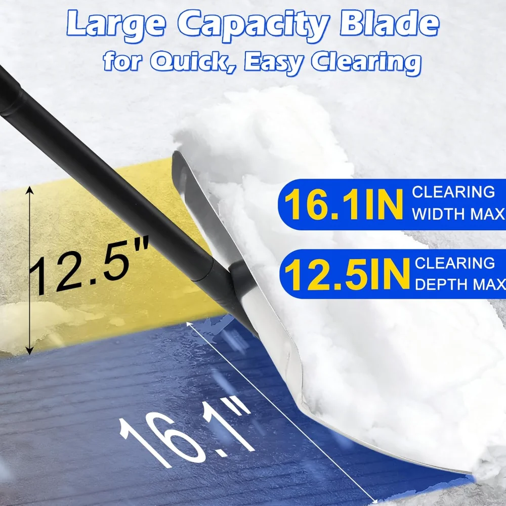 70インチの頑丈なアルミ製除雪シャベル、車道用の幅広ブレードと人間工学に基づいたハンドル