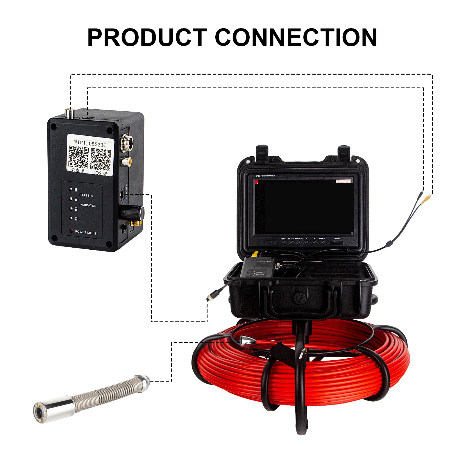 

WP9600FW 9inch Monitor 20/50M WiFi Pipe Inspection Video Camera,23MM Drain Sewer Pipeline Industrial Endoscope Camera