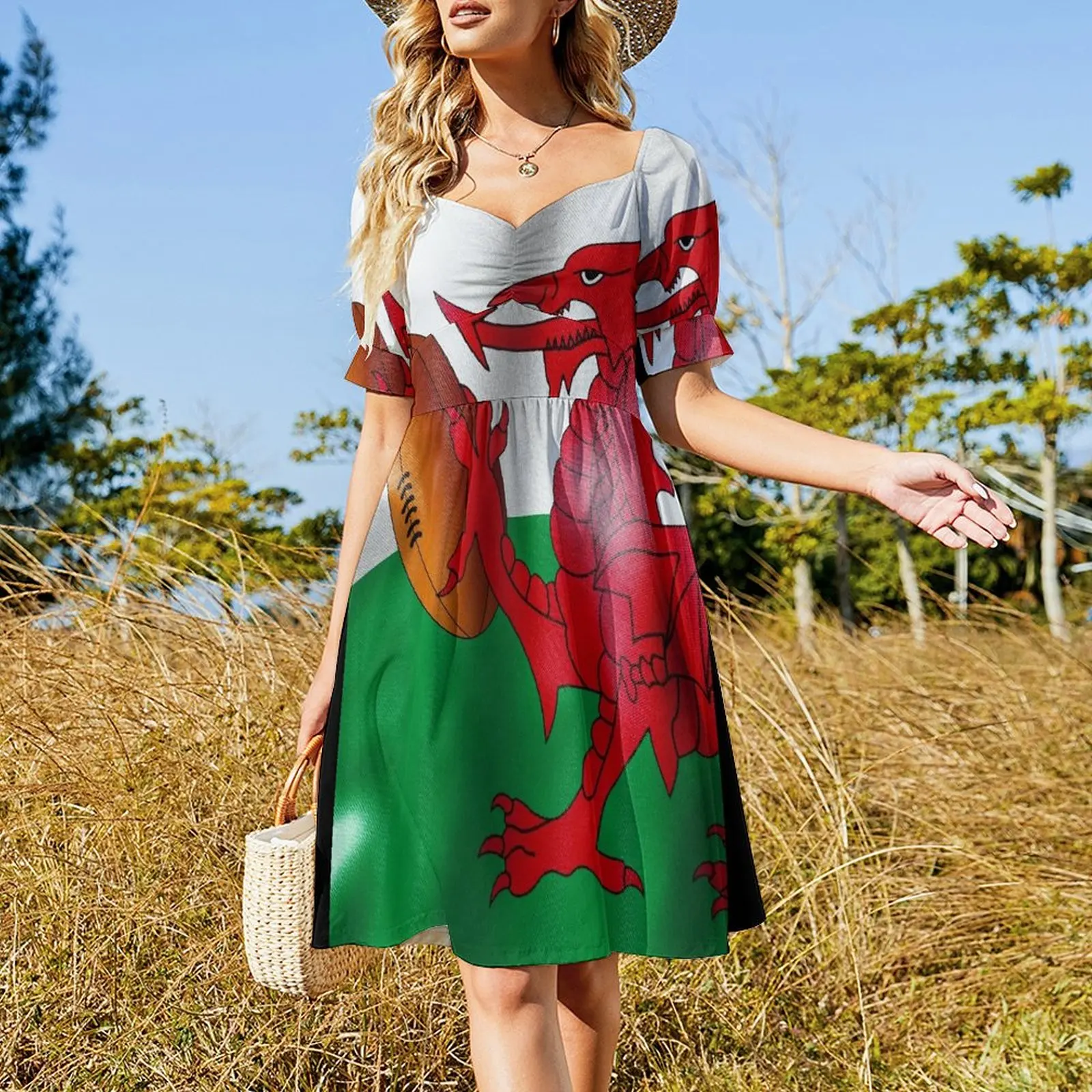 Welsh Dragon Rugby Ball Flag Short Sleeved Dress women's elegant loose dresses Long dresses Dress