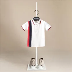 Summer Child Clothing Cotton Kids Boy Polo Shirt Top Baby Boy Patchwork T Shirts Embroidery Fabric Tee Fashion 1-6year Clothing