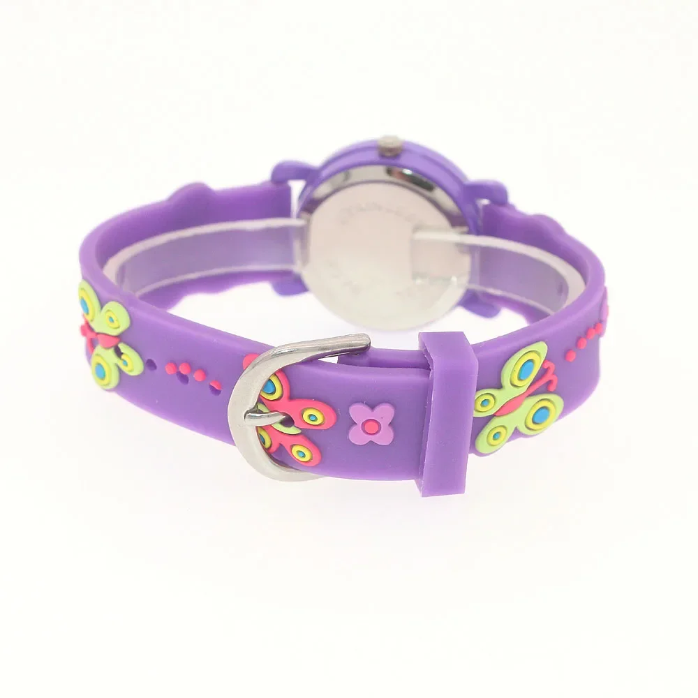 Nova moda muito bonito meninas crianças relógios 3d dos desenhos animados borboleta pulseira de silicone crianças pequenas bebês presentes de aniversário relógio