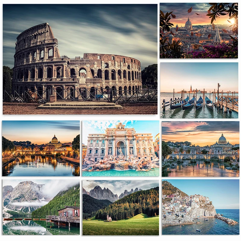 1pc frameless Vintage Italy City Landscape Amalfi Coast Positano Photography Poster Canvas Painting Wall Art Pictures Living Roo