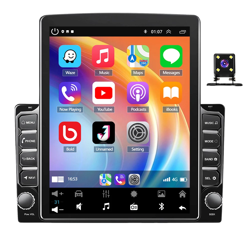 Universal 9.7in Double Din Car Stereo Radio For Impala 2014-2020 GPS Navigation Head Unit Support Wireless For Carplay Bluetooth