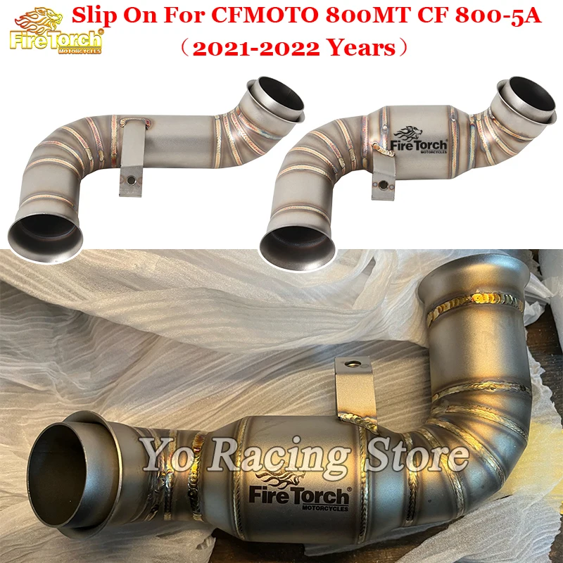 Slip On For CFMOTO 800MT CF 800-5A 800 MT 2021 2022 Motorcycle Exhaust System Escape Titanium Alloy Stainless Middle Link Pipe