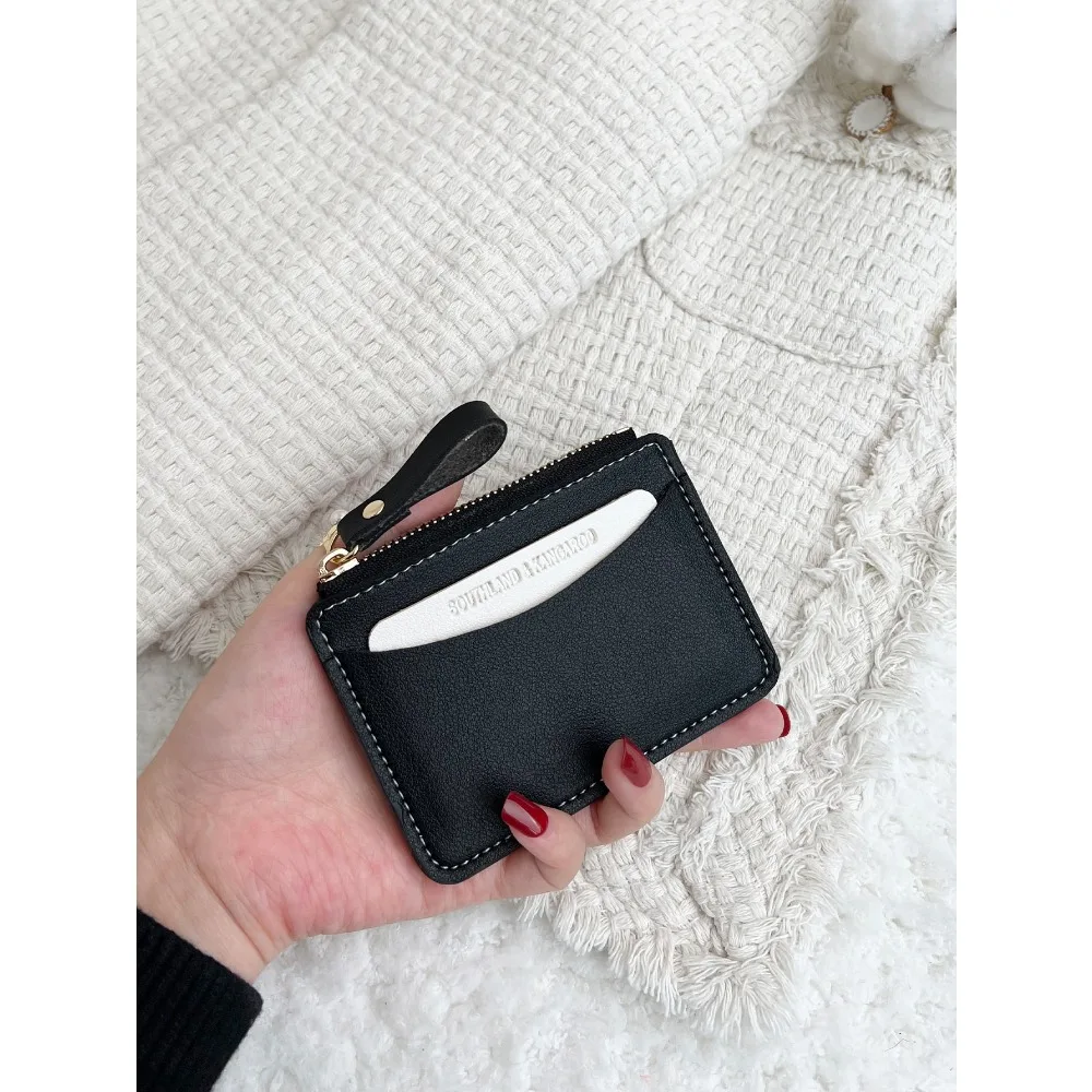 

SOUTHLAND&KANGAROO Color Block Pu Leather Fashionable Zippered & Coin Purse & Short Wallet With Letter Print Lightweight Portabl