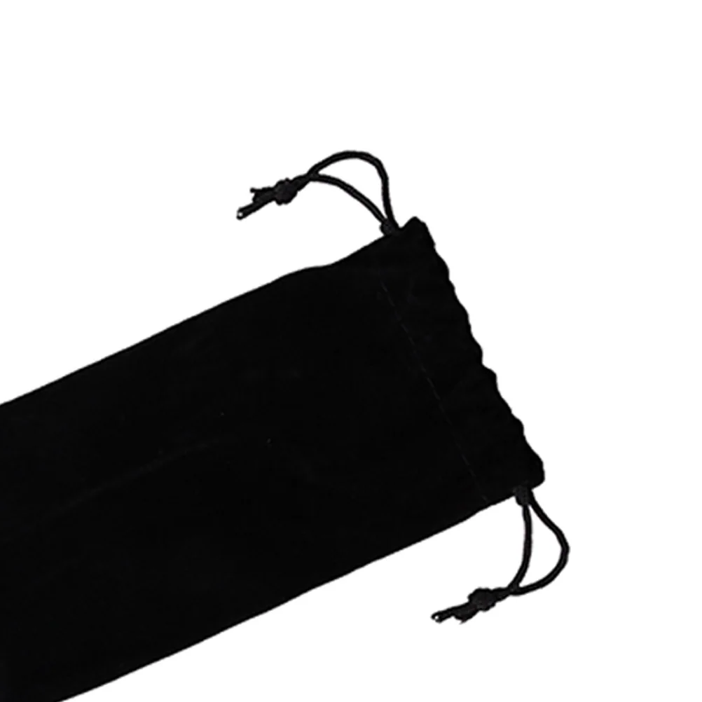 

6 PCS Straw Storage Bag Black Flannel Pouch Metal Holder Travel Reusable Straws