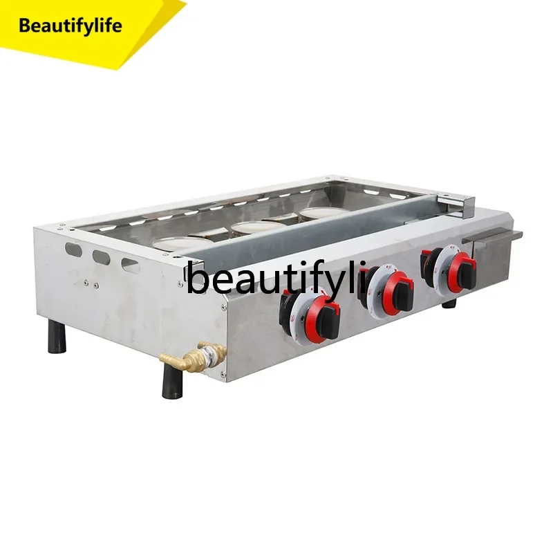 A07  Commercial gas grill three-headed pancake machine stall, snacks, catering equipment
