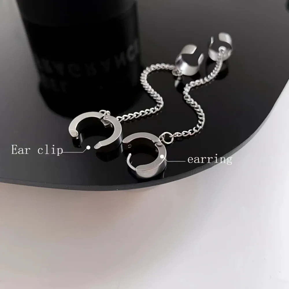 2pC Fashion design sense chain ear clip without ear piercing simple cold wind sweet cool personality niche ear bone clip