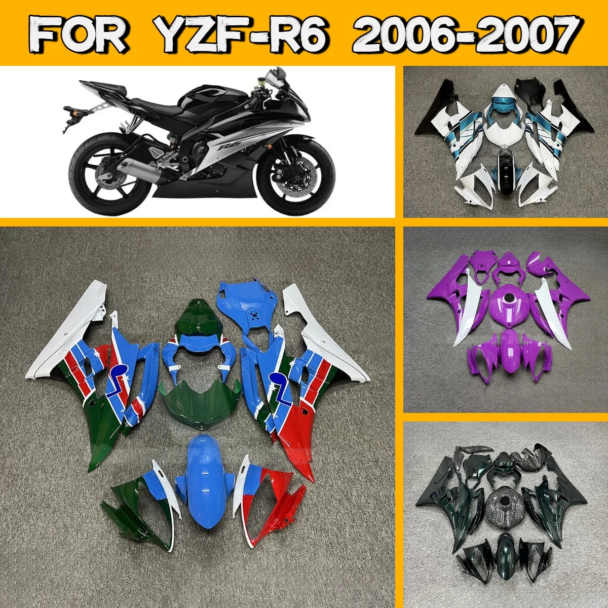 

For 2006 2007 Yamaha YZF R6 Motorcycle Plastic Injection Molded Fairing Kit 06 07 YZFR6 Unique Design Fairings