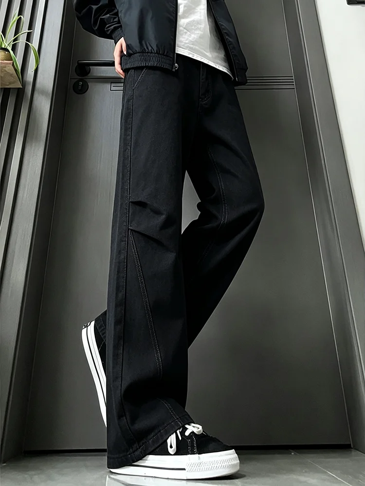 Men Fashion Jeans - Men's Workwear Style Pleated Cotton Denim
