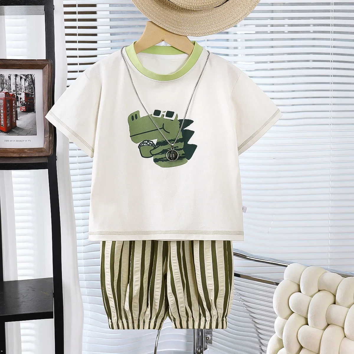 T-shirt +Shorts 2PCS Set Boys Kids Dinosaur Printing Clothes Baby Boy Sets Summer Clothing Casual Suit