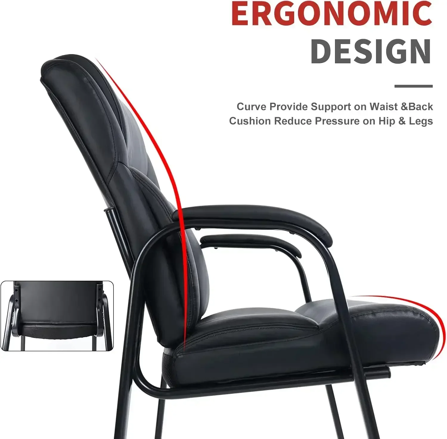 

Бестселлер для крупных и высоких людей, до 400 фунтов. Кресло для посетителей, кожаные стулья для приемных с основанием-сани и мягкими подлокотниками для зон ожидания