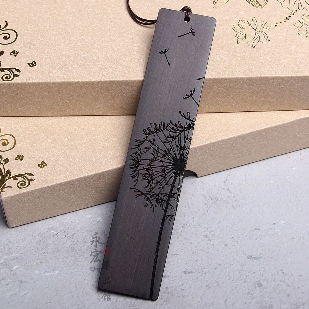 Mahogany dandelion bookmark set Chinese style wooden bookmark Souvenir Antique bookmark Engravable logo book marks